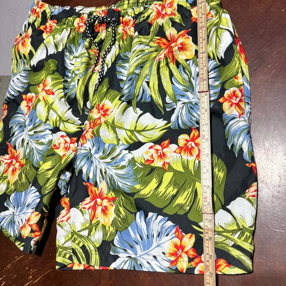 OP Ocean Pacific Mens XL Tropical Floral Swim Trunks Black Green Y2K OM26331Y
